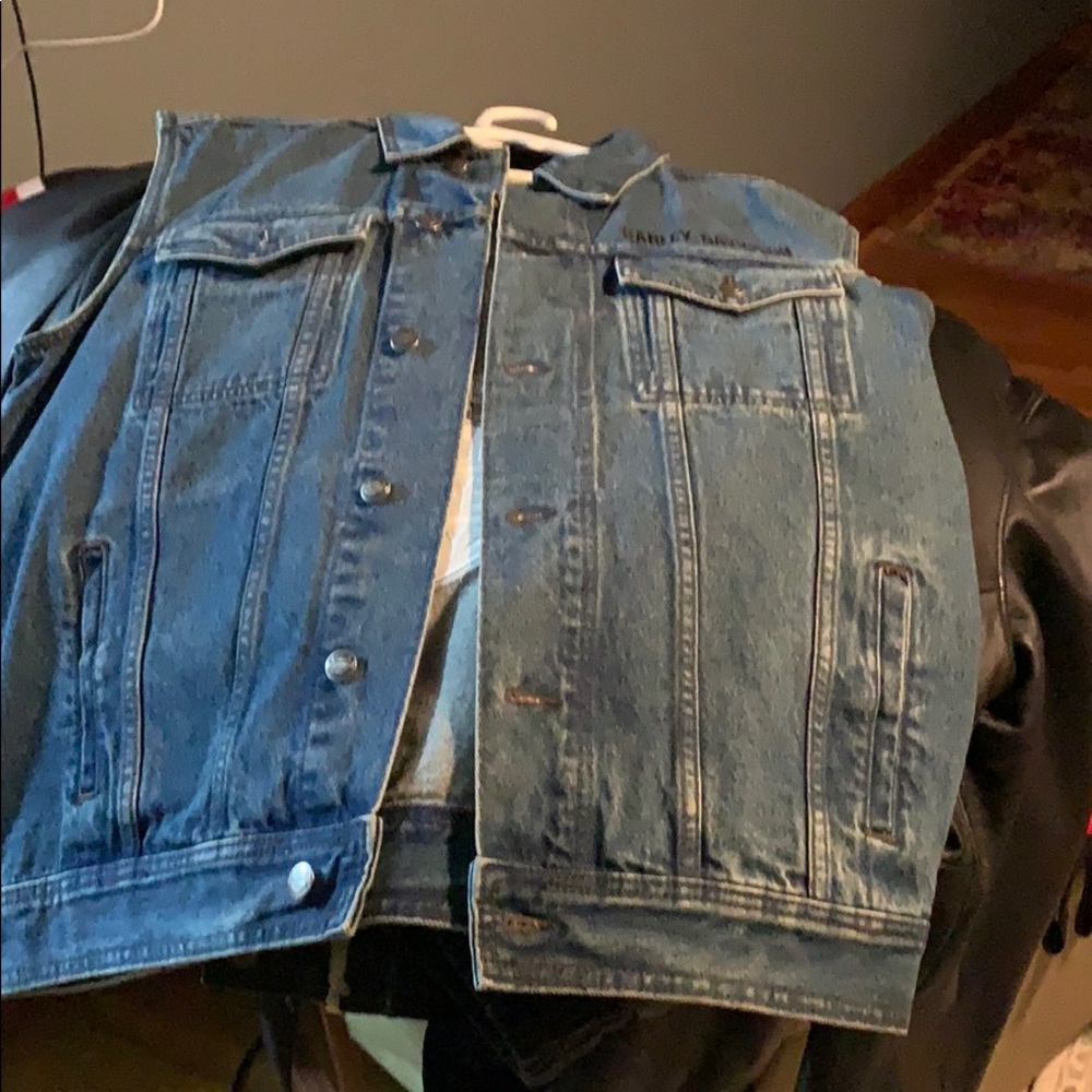 Denim embroidered Harley Davidson Vest